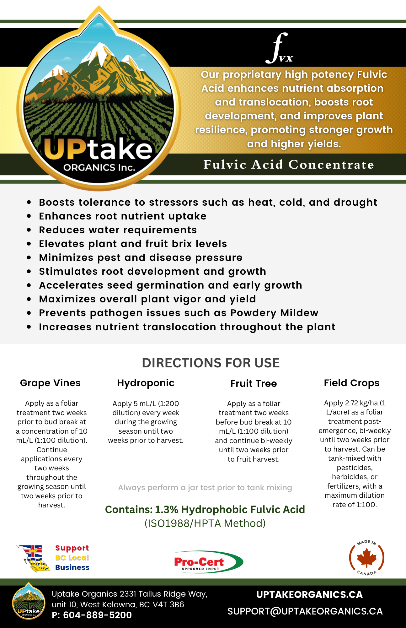 ƒVX Fulvic Acid Concentrate - 1000L Tote